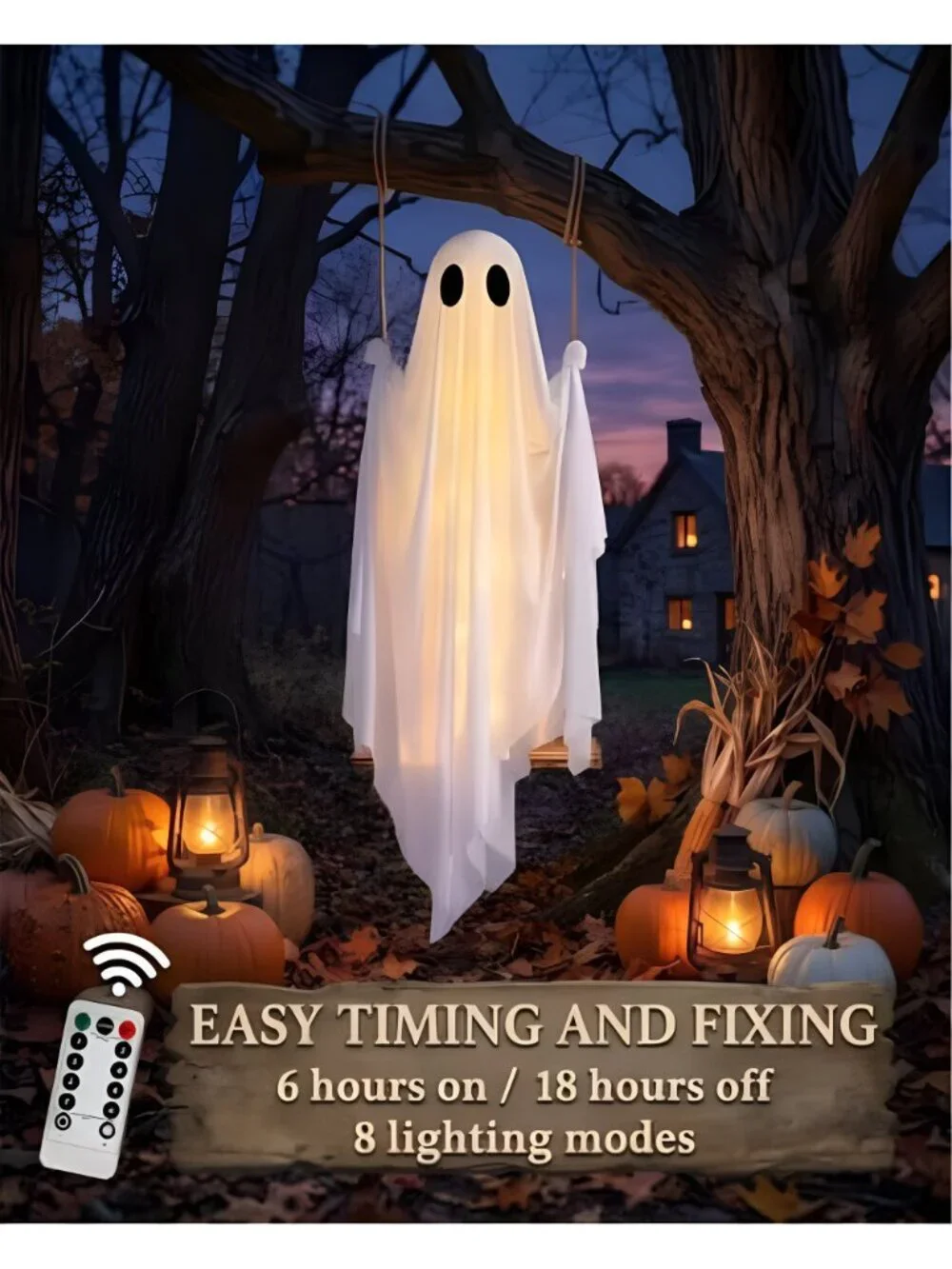 5FT Halloween Swinging Ghost Outdoor Decor,Spooky Hanging Ghost Decorations
